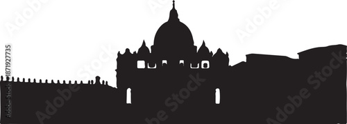 St. Peter's Basilica Vatican City Silhouette Vector Illustration for Architecture and Travel Design