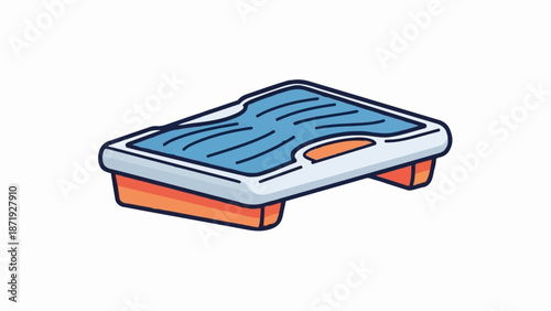 A blue and orange aerobic stepper with a textured surface and supportive base