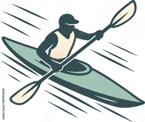 Kayaker Paddling with Speed Lines kayaking canoe