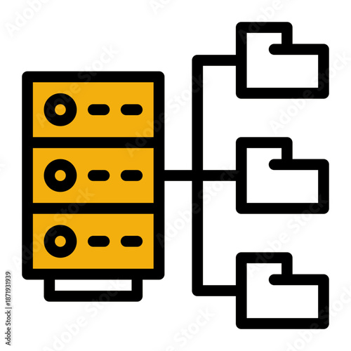 File Storage Networking Data Management Icon from Network and Database Icon Collection (Outline Color Lineal style)