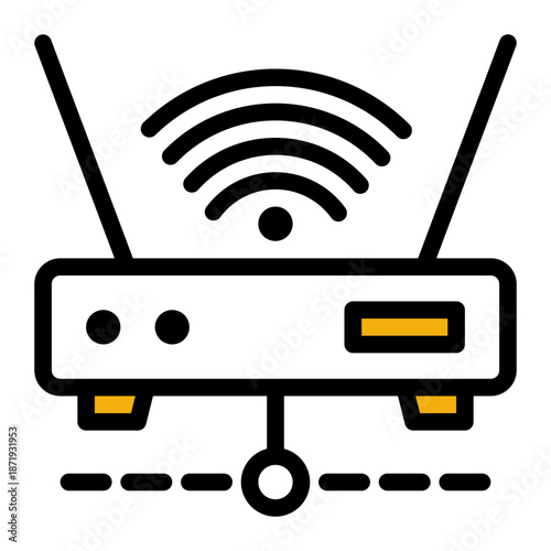 Wireless Connectivity Modem Networking Icon from Network and Database Icon Collection (Outline Color Lineal style)