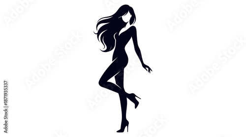 Dynamic Female Superhero Silhouette Illustration in Action Pose for Modern Graphic Design Projects