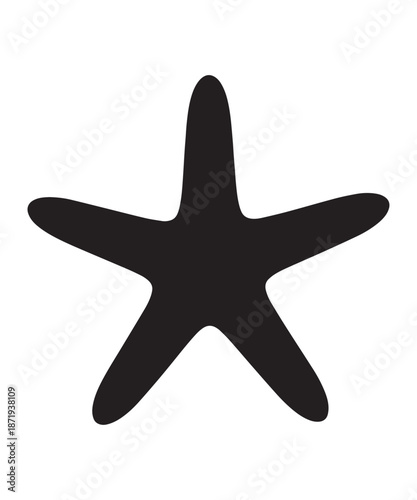 Black silhouette of a starfish, a common marine invertebrate found on ocean floors.