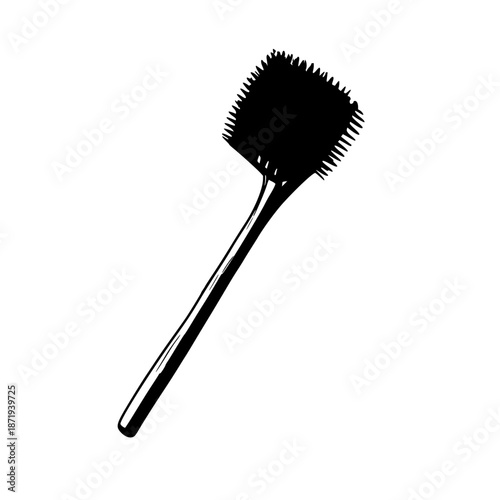 Biodegradable bamboo hairbrush vector illustration, minimalist black line art on white background, eco‑friendly grooming tool graphic