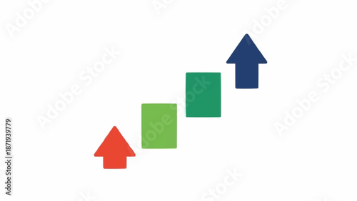 Colorful arrows pointing upwards in sequence.