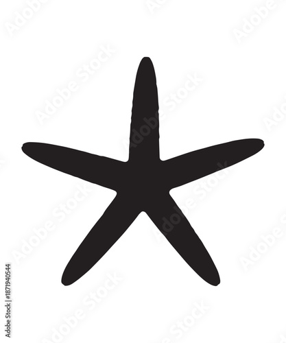 Black silhouette of a starfish on a white background, representing marine life.