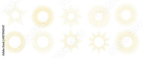 gold sunburst frame set retro golden radial sun light