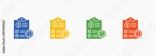 Financial Planning Icon Set Color Multiple Style Collection Element For Design