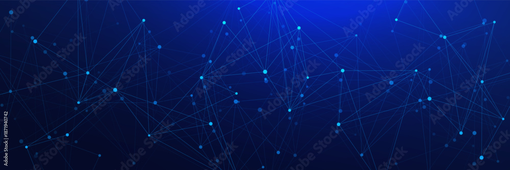 Obraz premium Futuristic digital background with glowing dots and lines. Plexus design, big data visualization. Suitable for science and technology concept. Vector