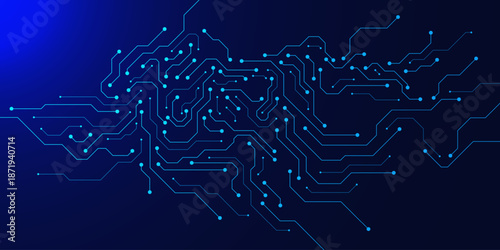 Futuristic electronic circuit board technology background. Lines circuit diagram for digital innovation concept. Vector