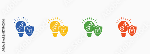 Intellectual Property Icon Set Color Multiple Style Collection Element For Design