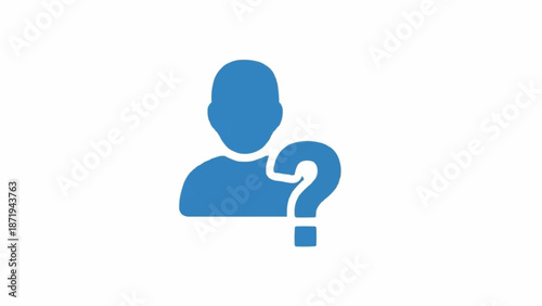 Photos Blue silhouette person with question mark.