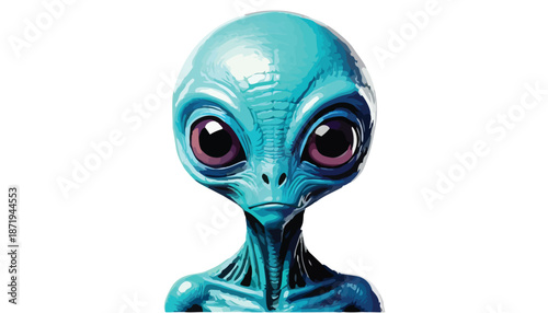 Detailed Portrait of a Blue Alien with Large Eyes.