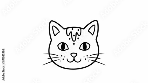 Foto Black and white cat face drawing.
