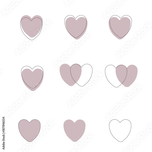 heart icon in different positions. vector.