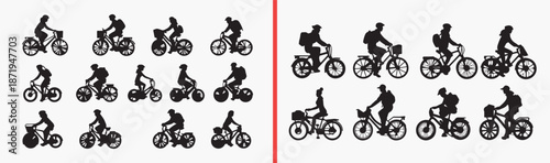 cyclist illustration set, bicycle sport drawing, bike rider artwork, cycling activity design, hand drawn cyclist clipart, sports bicycle illustration, stock cycling artwork

