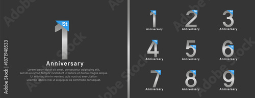 set of anniversary logo style. vector design silver color for celebration