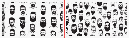 bearded man illustration, male portrait drawing, hipster face artwork, gentleman character design, hand drawn beard clipart, masculine portrait illustration, stock man artwork

