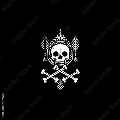 Stylized Skull and Crossbones Graphic for Halloween