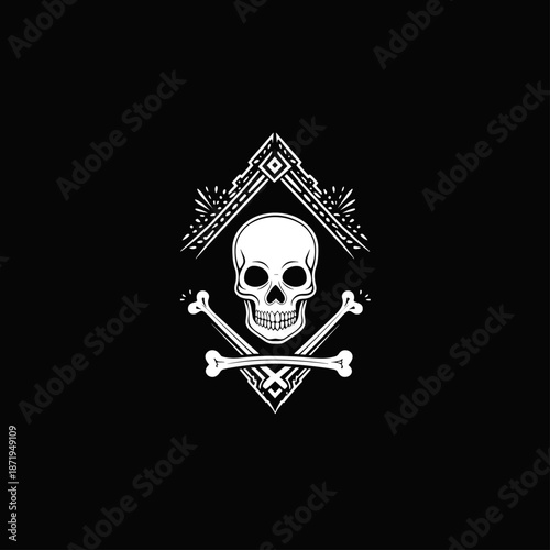 Stylized Skull and Crossbones Graphic for Halloween