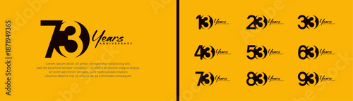 set of anniversary logo style with handwriting. vector design black color for celebration