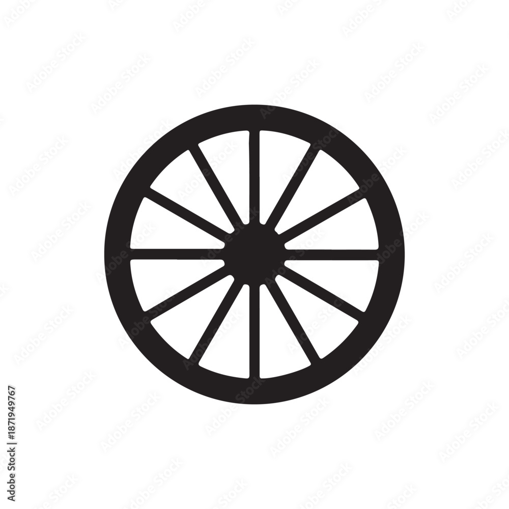 Fototapeta premium Wagon wheel silhouette vector illustration on white background