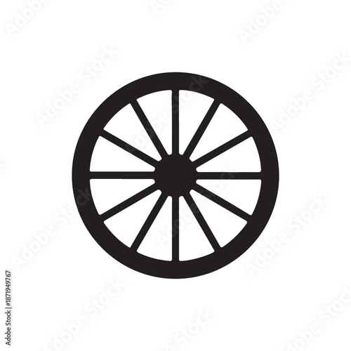 Wagon wheel silhouette vector illustration on white background