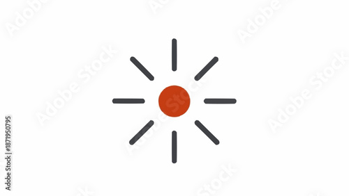 Simple Red Sun Icon Symbol.