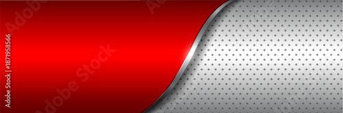 Silver red metallic banner with dots pattern.