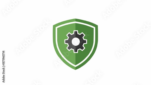 Green shield with gear icon.