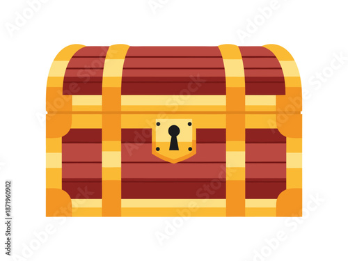 Treasure Chest Vector Illustration - A Vintage Wooden Box with Golden Accents