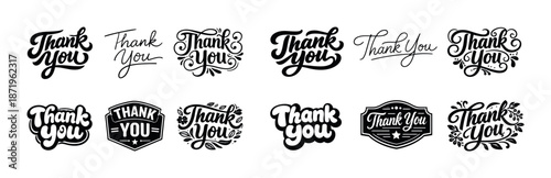 Elegant thank you typography design collection