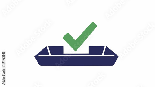 Green check mark on a boat.