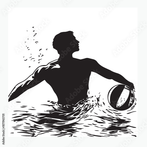 silhouette of a water polo player