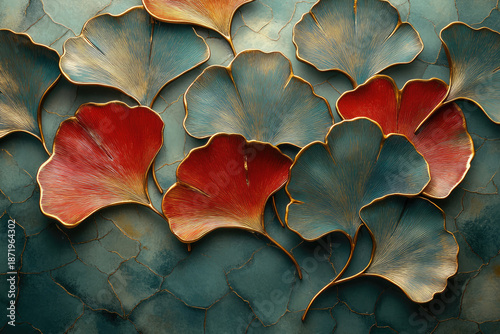 A Fusion of Traditional Chinese Painting and Modern Digital Art with Ginkgo Leaves