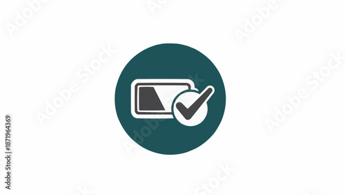 Green circle with check mark icon.