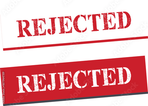 Rejected Stamp Label Collection with Red Distressed Typography and Underline Design