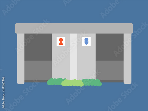 夜の公衆トイレ　イラスト