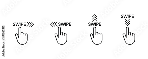 Swipe icon. Up arrow button symbol. Social media scrollsign icon design. Slider hand, Finger push button. Illustration vector