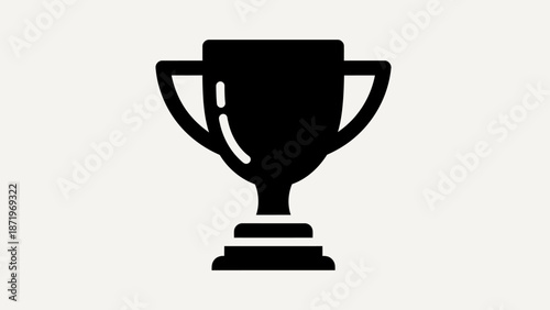 Black trophy cup icon, symbolizing victory, award, and success, in bright studio.