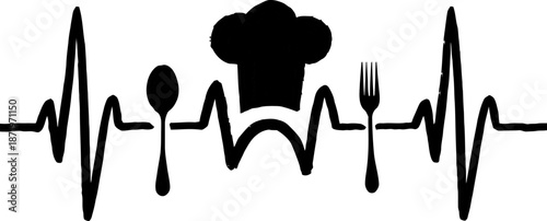 Chef's Heartbeat A Culinary Passion Electrocardiogram Symbolizing the Love for Cooking and Food