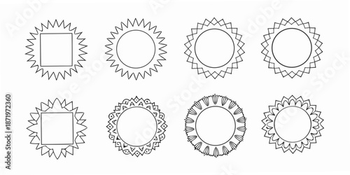 A collection of six different decorative frame designs in black and white