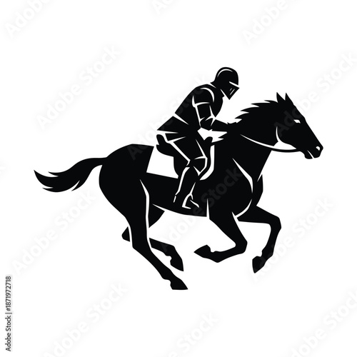 A silhouetted depiction of a medieval knight dynamically riding a powerful horse in full gallop