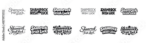 Shamrock irish luck logos collection in various styles