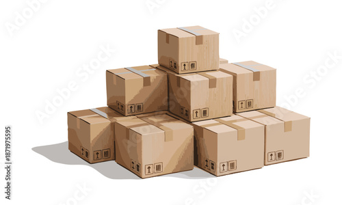 Supply chain concept with stacked shipping boxes vector illustration, easily editable.  
