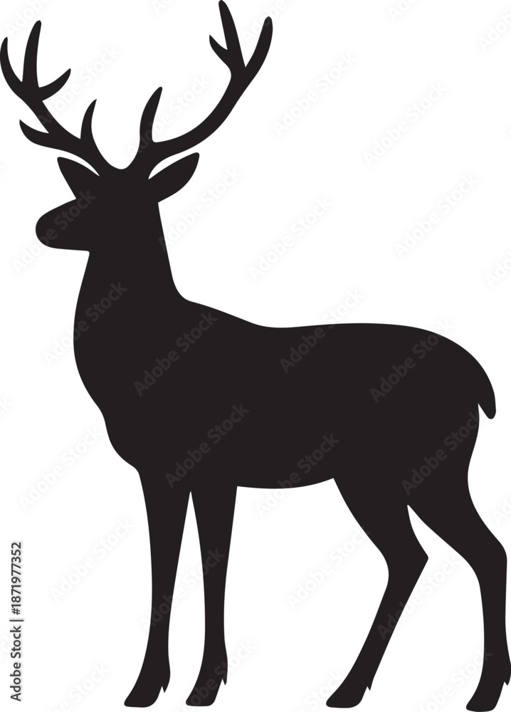 Obraz premium A elegant drawing of black deer silhouette vector -clean, minimal, and perfect for logos or nature-themed designs