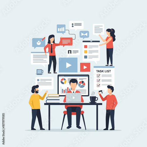 Wallpaper Mural Teamwork and Collaboration in a Modern Office Setting. Torontodigital.ca