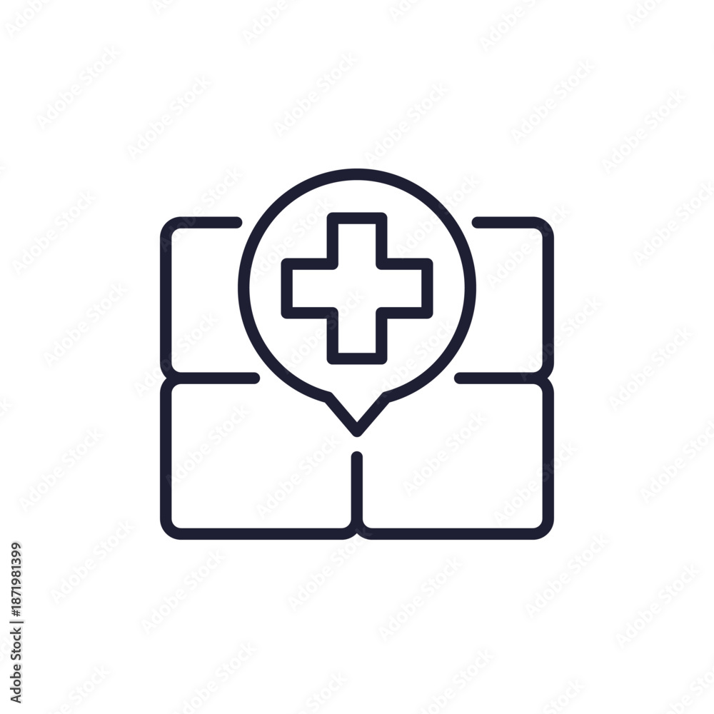 Obraz premium humanitarian aid icon with boxes, line vector pictogram