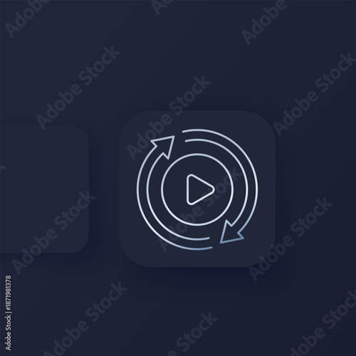 auto play icon, line vector design