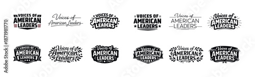 Voices of american leaders logo design variations in black and white